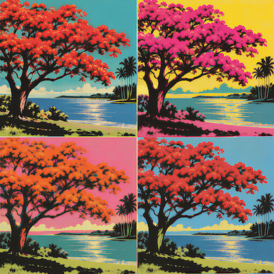We did our best to combine pop art and the work of the Florida Highwaymen, but you should really go check out the work of the Highwaymen for yourself!